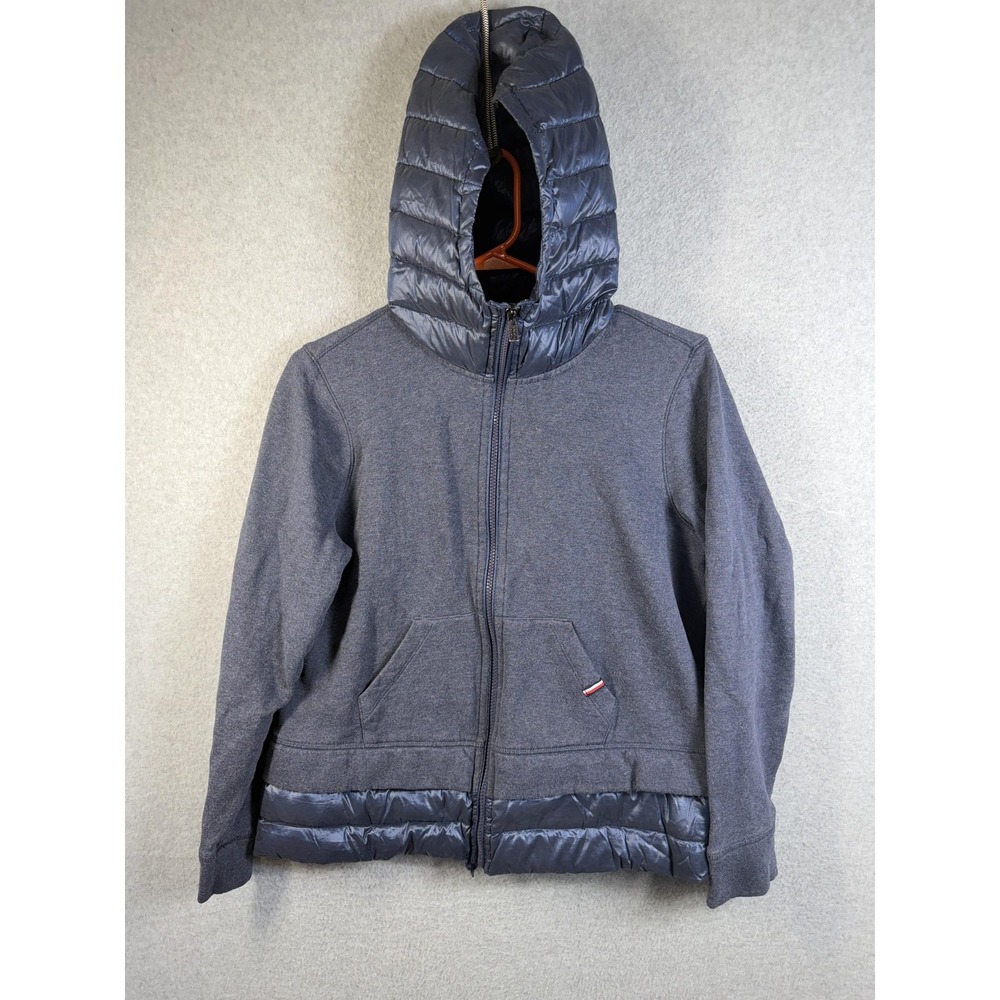 Tommy Hilfiger Sport Hoodie Mens Medium Blue Full Zip Quilted Fleece Puffer
